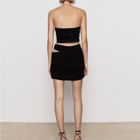 Zara CORSETRY-INSPIRED TULLE CROP TOP Black XS - Picture 11 of 15